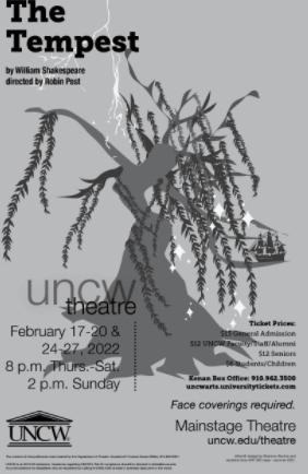 The poster for UNCW's theatre performance of  'The Tempest' by William Shakespeare. 