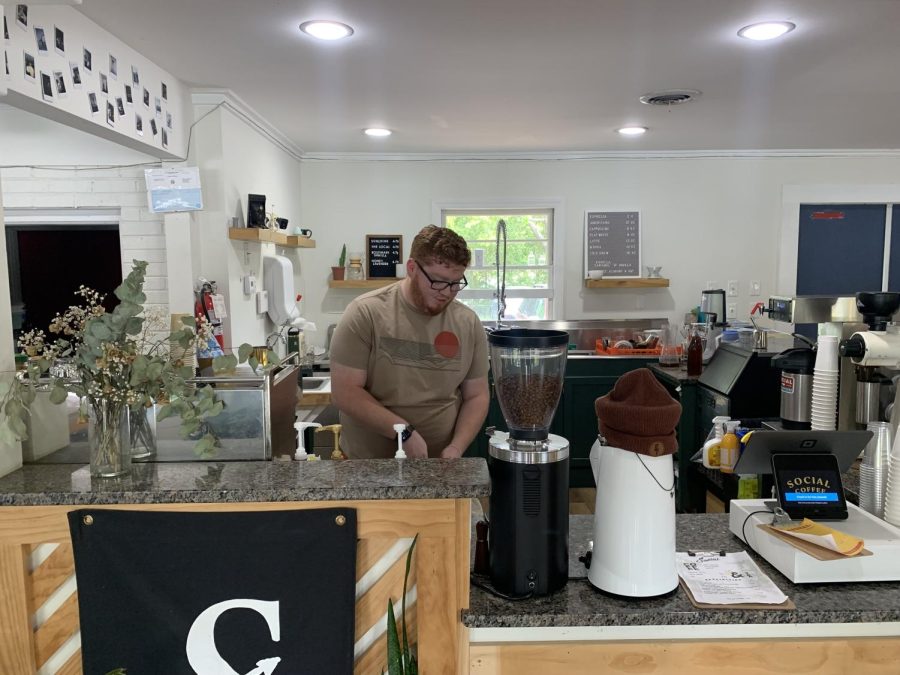 Located on Wrightsville Ave just minutes away from UNCW's campus, Social Coffee offers jobs to many students. Kolby Trent, a UNCW student working at Social Coffee. 