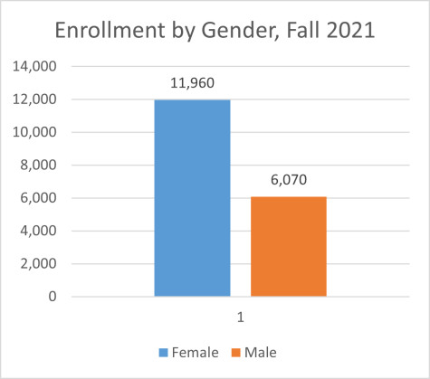 Enrollment by gender, fall 2021