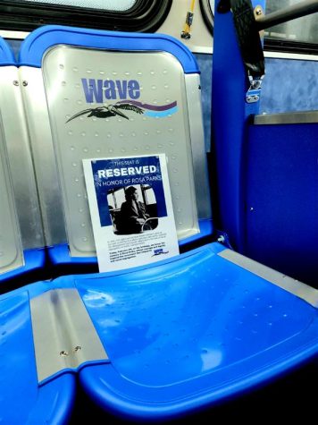 WAVE Transit reserves a seat for Rosa Parks at the front of each bus for her contribution to desegregating public transportation. (Photo Courtesy of WAVE Transit)
