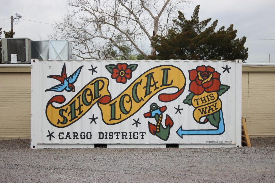 A mural on a cargo container behind The Plant Outpost on S 17th St. The mural was created by Brianne Wright and Katherine Mingus.