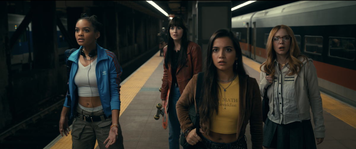 From left to right: Celeste O'Connor, Dakota Johnson, Isabela Merced and Sydney Sweeney in "Madam Web." (Courtesy: Sony Pictures Entertainment)