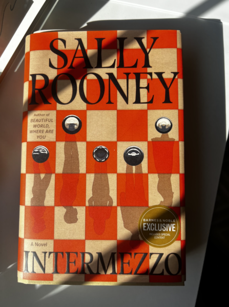 Photo of Sally Rooney's book, "Intermezzo," with the Barnes and Noble exclusive cover page. (Hannah Gilfedder/The Seahawk)