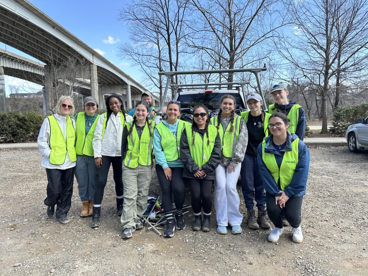 The Immersive Service team filled 13 bags of trash under the bridge and along the highway outside the River Arts District. (Courtesy Mandy Vitale)