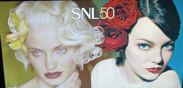 Cameron Diaz and Emma Stone picture from SNL's 50th Anniversary (Grace Lanham/The Seahawk).