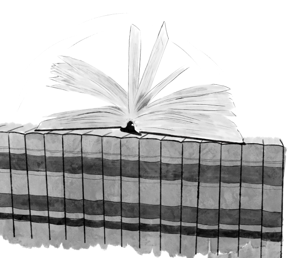 Photo illustration of books (Gracie Davis/The Seahawk).