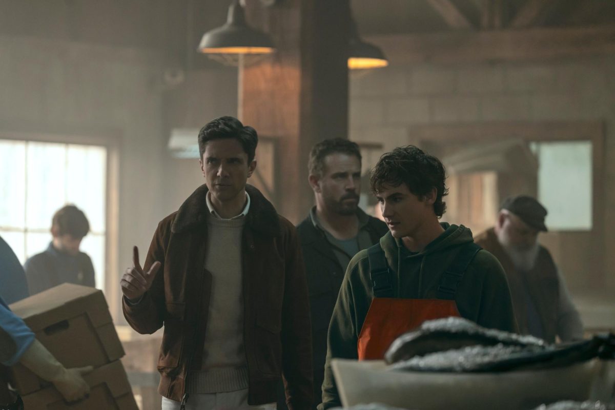 Topher Grace (left) and Brady Hepner (right) in "The Waterfront" in Screen Gems Studios located in Wilmington, N.C. (Courtesy of Netflix). 