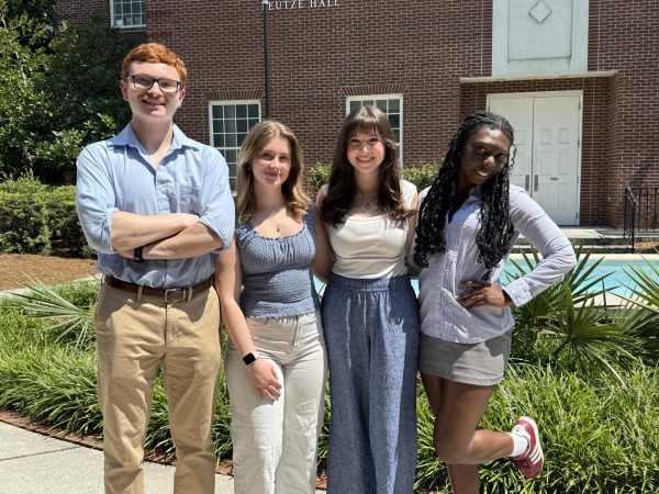 The Book Club founders. Left to right: Logan Knowles (President), Brielle Lancaster (Treasurer), Lydia Mielke (Vice President), Eri Mitchell (Secretary)(Courtesy Lydia Mielke).