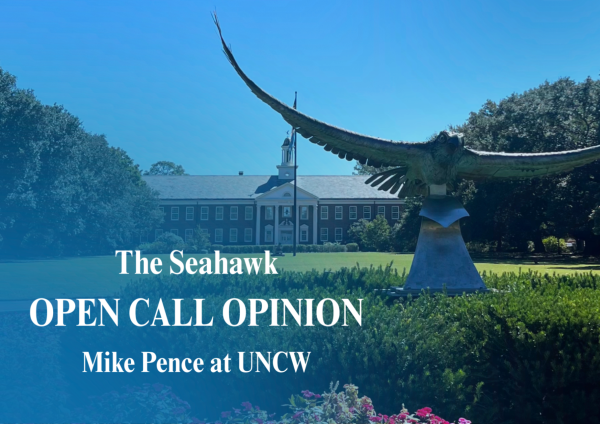 The Soaring Seahawk statue standing in front of New Hanover Hall (Charlotte Thorne/The Seahawk).
