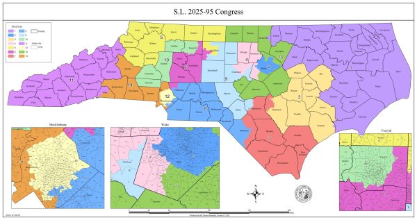 The proposed and voted-on revised map, shifting the First and Third District lines (CCM-2 Congress Map/North Carolina General Assembly).